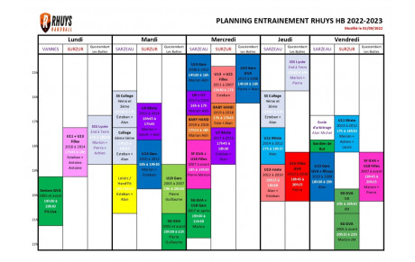 Créneaux d'entrainements