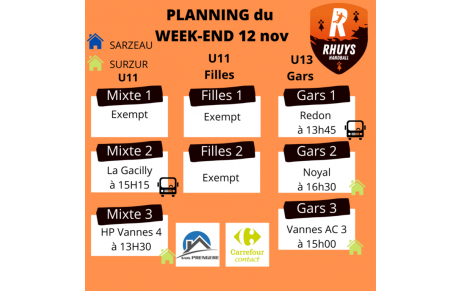 Planning du 12 novembre