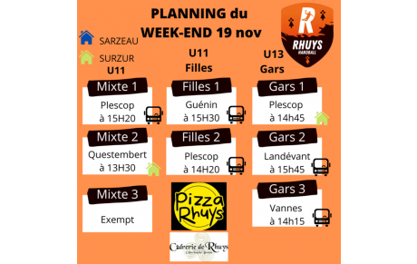 Planning du 19 novembre
