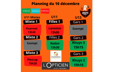 Planning du 10 décembre