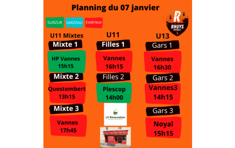 Planning du 07 janvier