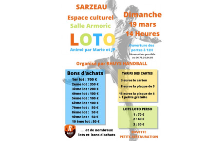 LOTO du Rhuys HB le 19 mars à Sarzeau