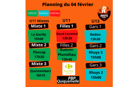 Planning du 04 février